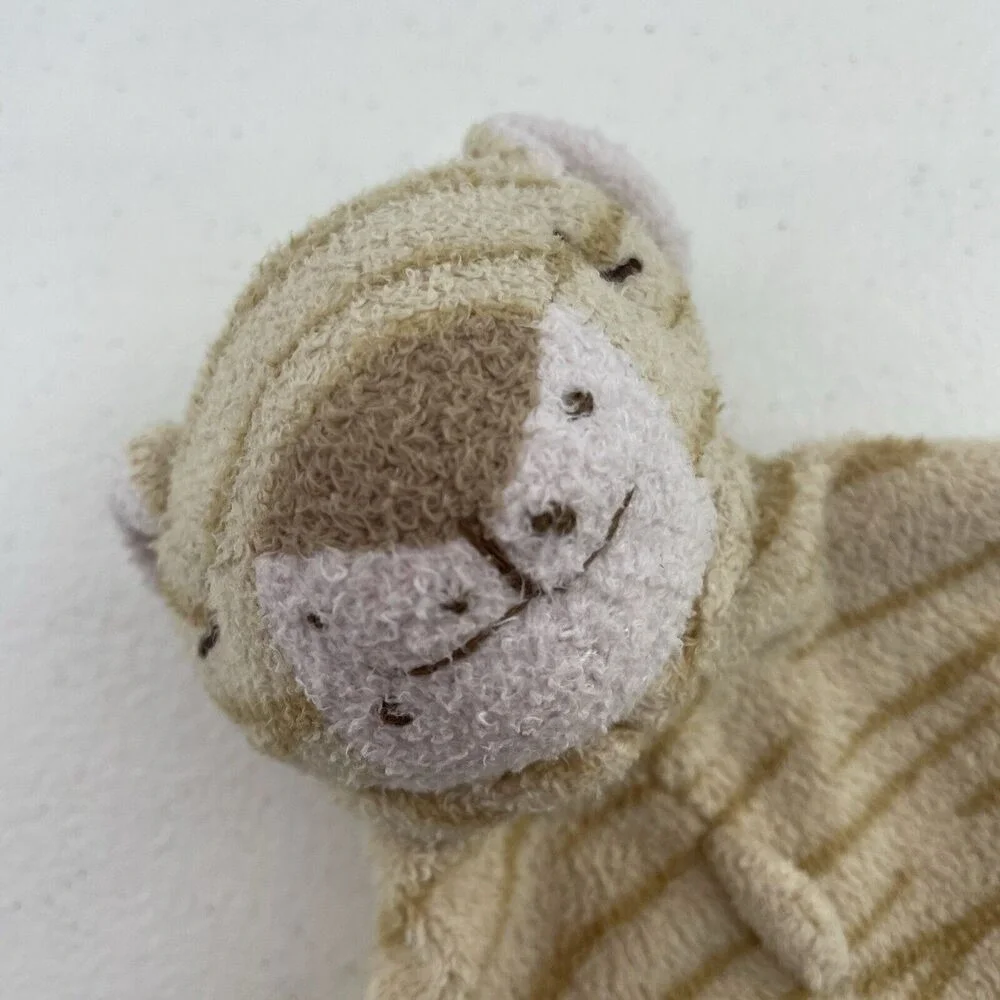 Angel Dear Lovey Baby Security Blanket Plush Beige Tan Tiger Embroidered‎ Face